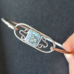 Vintage Southwestern Handmade Bracelet With Natural Paua Abalone Shell